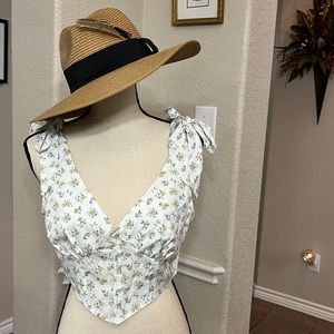 NWT Yellow & green small floral crop top Size M & L
